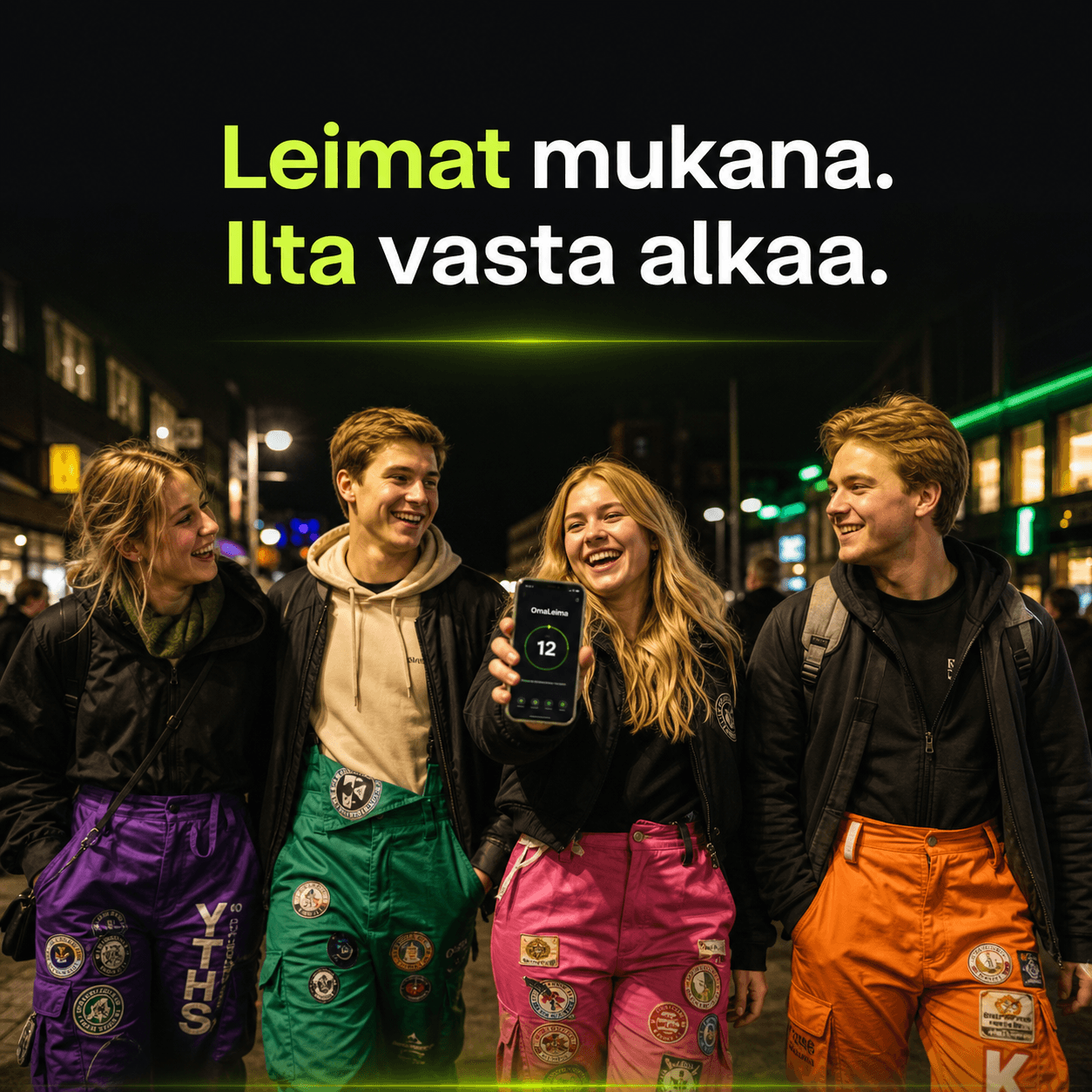 Leimat mukana. Ilta vasta alkaa. – Opiskelijat OmaLeima-sovelluksen kanssa.